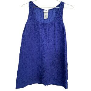 Jaclyn Smith royal blue crinkle knit tank top L